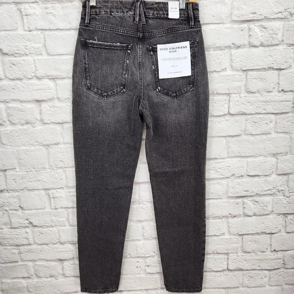 Good American Good Girlfriend High Rise Black Wash Loose in the Leg NWT Jeans 00 - Picture 8 of 15